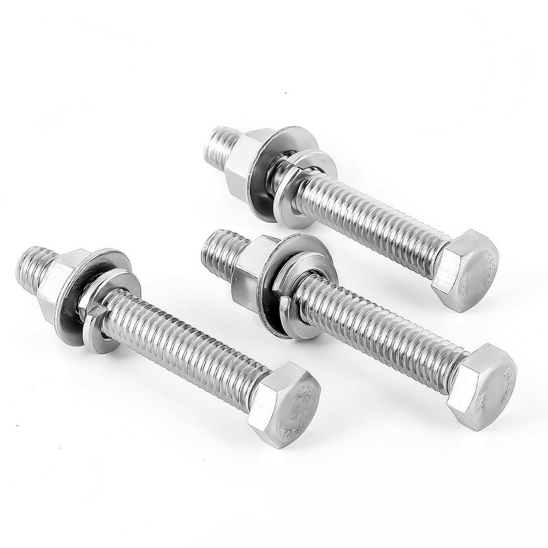 KATUNA (5Set) 3/8-16 x 5 Complete Set Hex Head Screw Bolts,Nuts,Fender Flat washers,Split Lock Washers,Fully Threaded, Stainless Steel 18-8（304）, Bright Finish. - Image 1